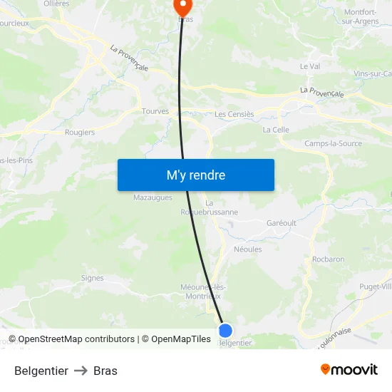 Belgentier to Bras map