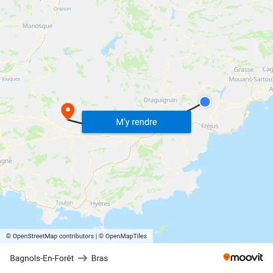 Bagnols-En-Forêt to Bras map