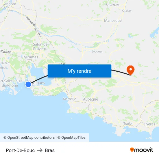 Port-De-Bouc to Bras map