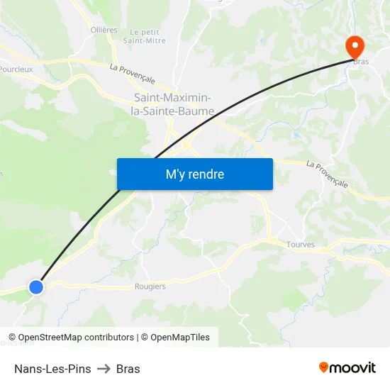 Nans-Les-Pins to Bras map