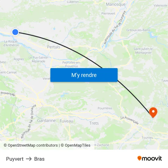 Puyvert to Bras map