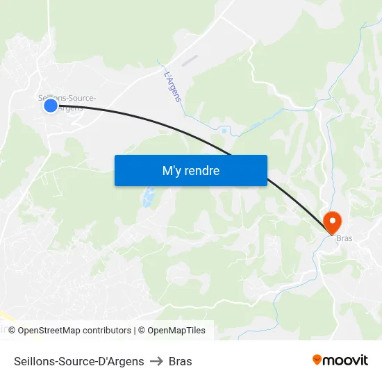 Seillons-Source-D'Argens to Bras map