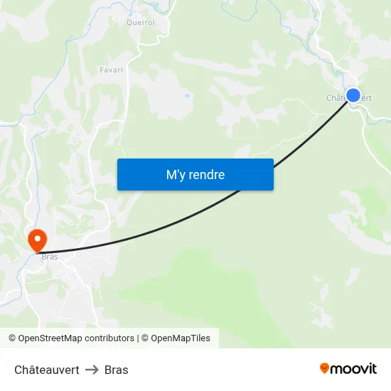 Châteauvert to Bras map