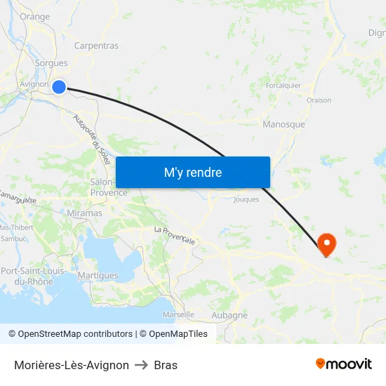 Morières-Lès-Avignon to Bras map