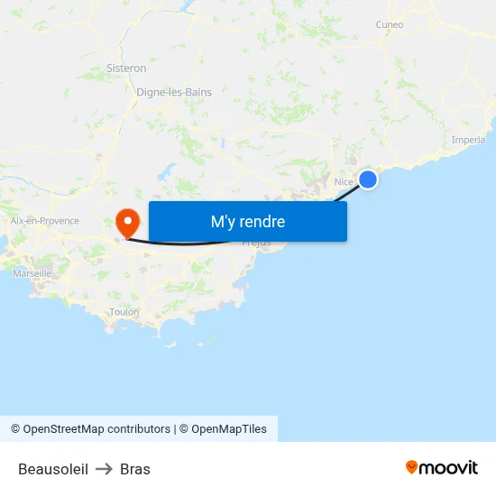 Beausoleil to Bras map