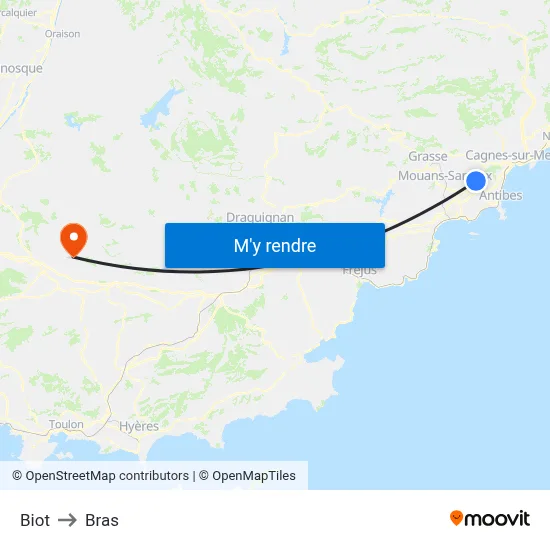 Biot to Bras map