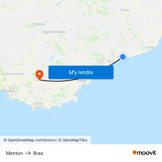 Menton to Bras map