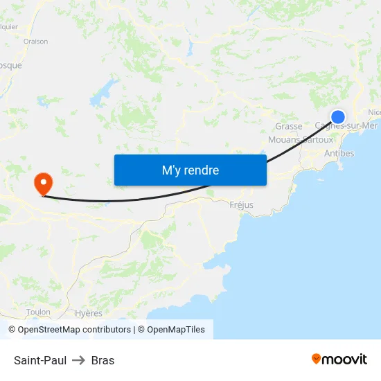 Saint-Paul to Bras map