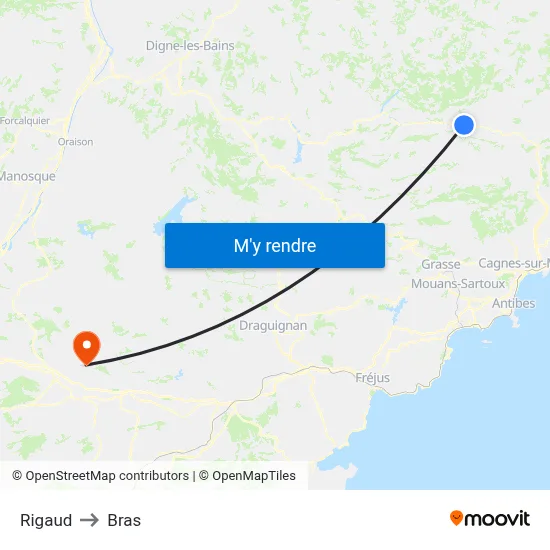 Rigaud to Bras map