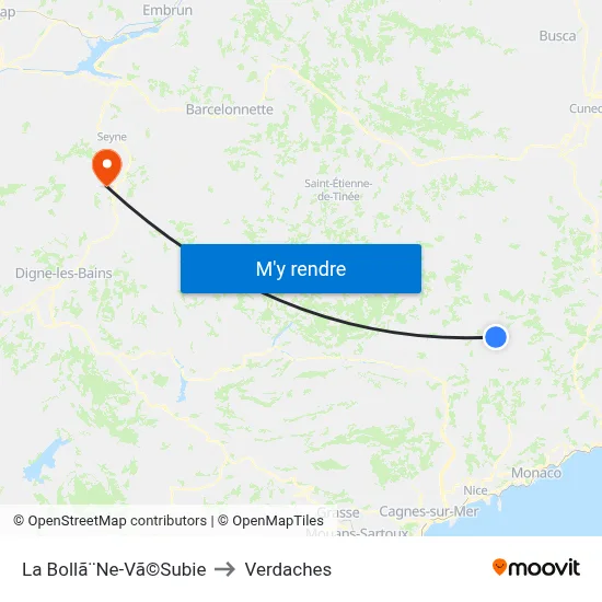 La Bollã¨Ne-Vã©Subie to Verdaches map