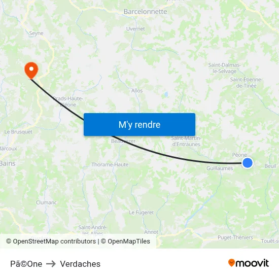 Pã©One to Verdaches map