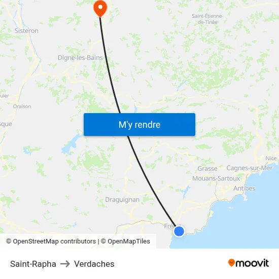 Saint-Rapha to Verdaches map
