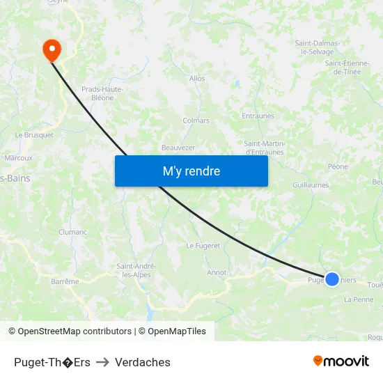 Puget-Th�Ers to Verdaches map