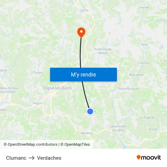 Clumanc to Verdaches map