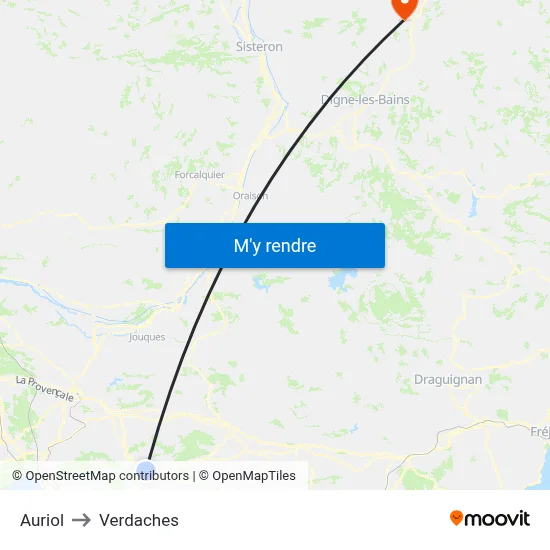 Auriol to Verdaches map