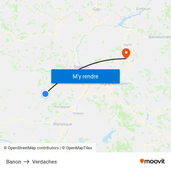 Banon to Verdaches map