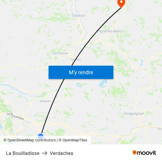 La Bouilladisse to Verdaches map