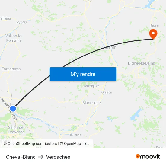 Cheval-Blanc to Verdaches map