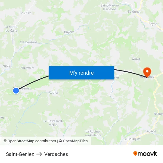 Saint-Geniez to Verdaches map