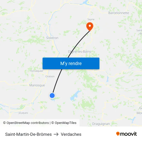 Saint-Martin-De-Brômes to Verdaches map