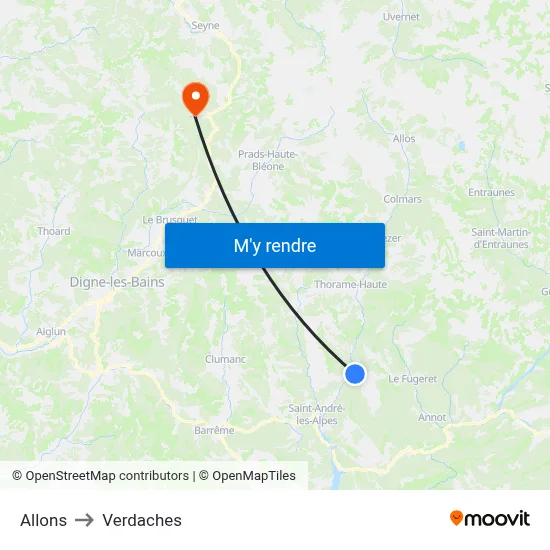 Allons to Verdaches map