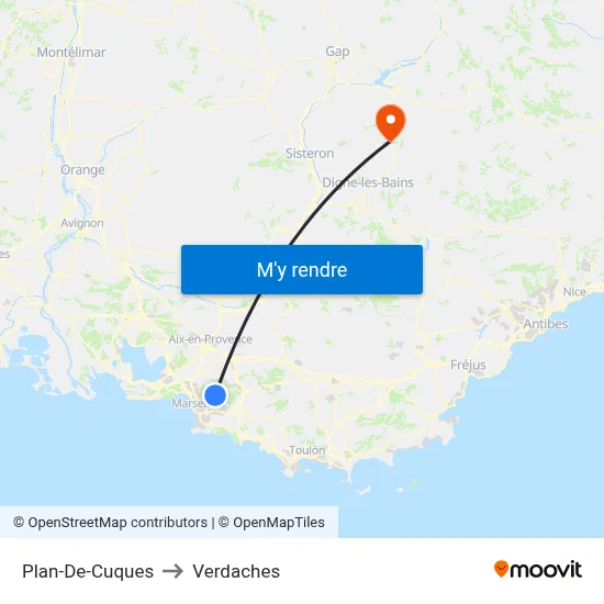 Plan-De-Cuques to Verdaches map