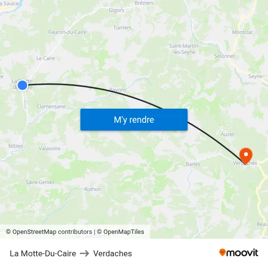 La Motte-Du-Caire to Verdaches map