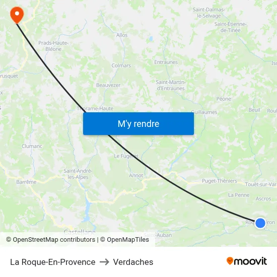 La Roque-En-Provence to Verdaches map
