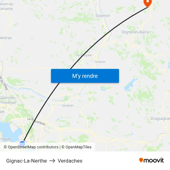 Gignac-La-Nerthe to Verdaches map