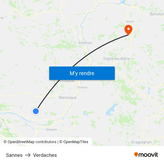 Sannes to Verdaches map