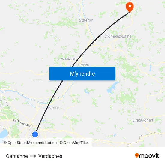 Gardanne to Verdaches map
