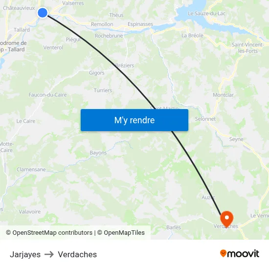 Jarjayes to Verdaches map