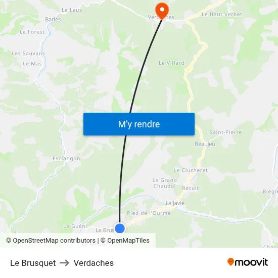 Le Brusquet to Verdaches map