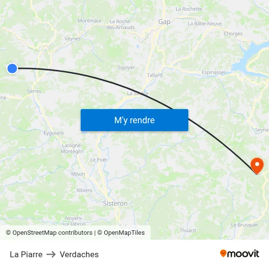 La Piarre to Verdaches map