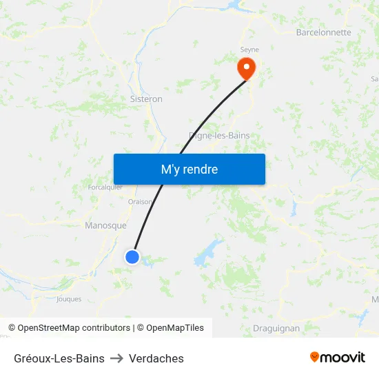 Gréoux-Les-Bains to Verdaches map