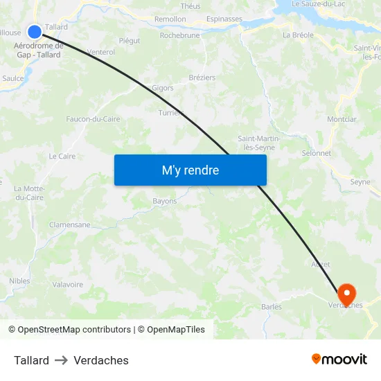 Tallard to Verdaches map