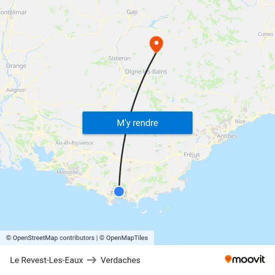 Le Revest-Les-Eaux to Verdaches map