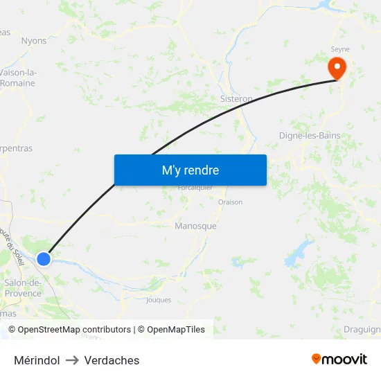 Mérindol to Verdaches map