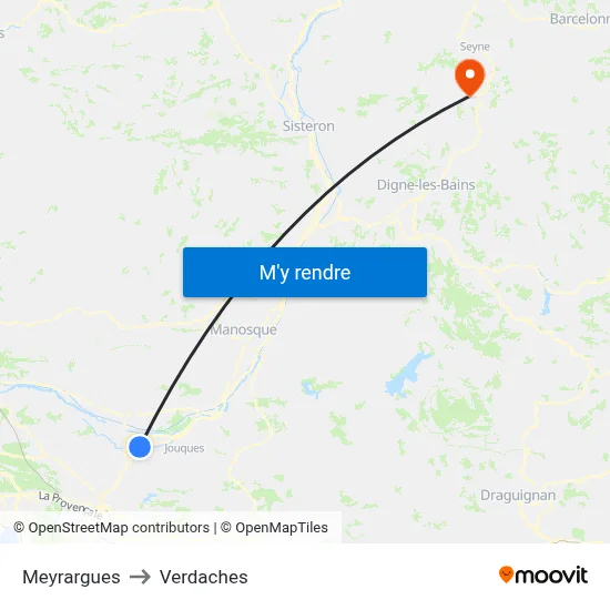 Meyrargues to Verdaches map