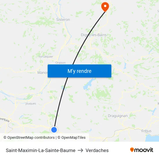 Saint-Maximin-La-Sainte-Baume to Verdaches map