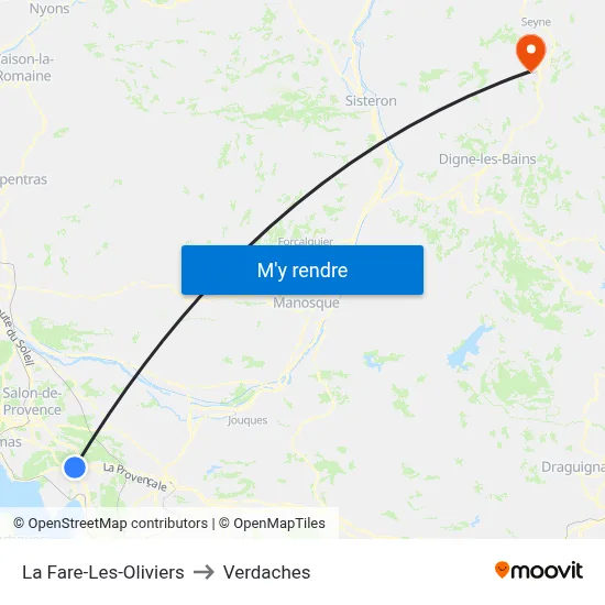 La Fare-Les-Oliviers to Verdaches map