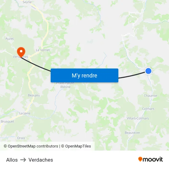 Allos to Verdaches map