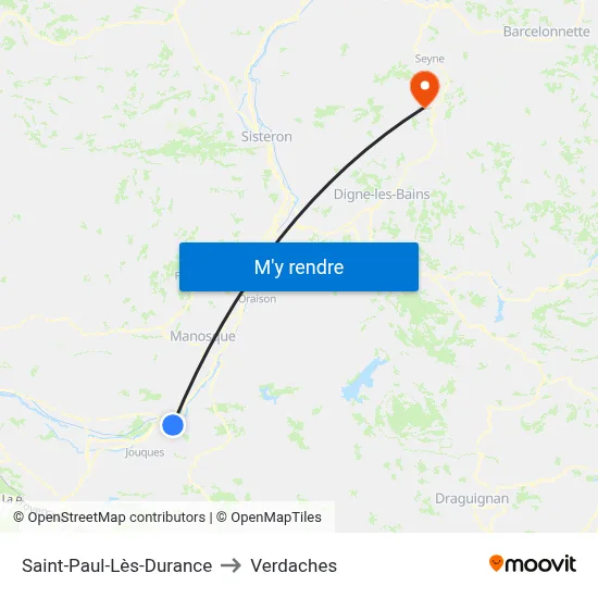 Saint-Paul-Lès-Durance to Verdaches map