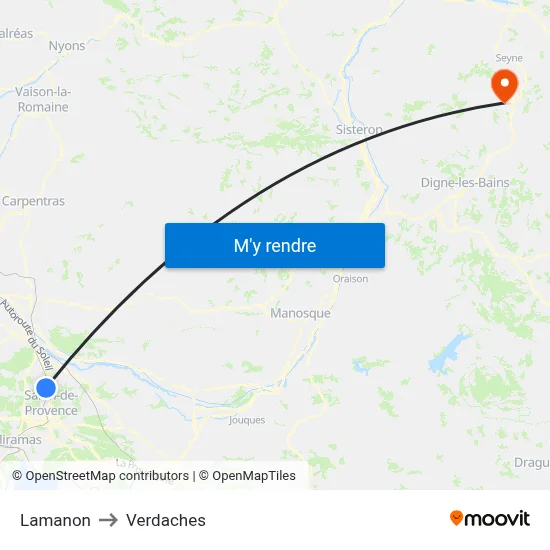 Lamanon to Verdaches map