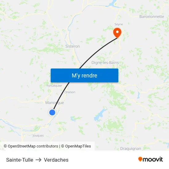 Sainte-Tulle to Verdaches map