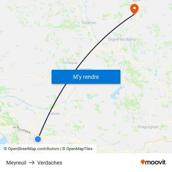 Meyreuil to Verdaches map
