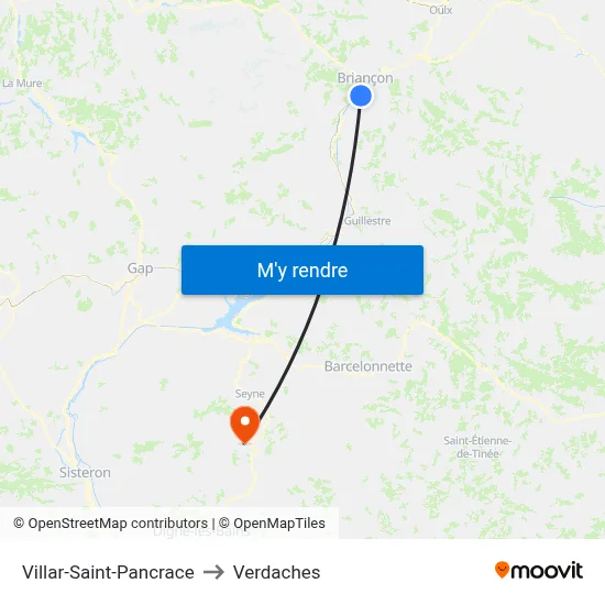 Villar-Saint-Pancrace to Verdaches map