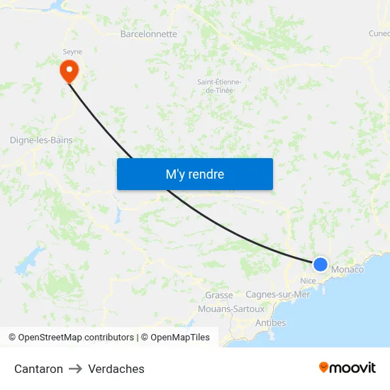 Cantaron to Verdaches map