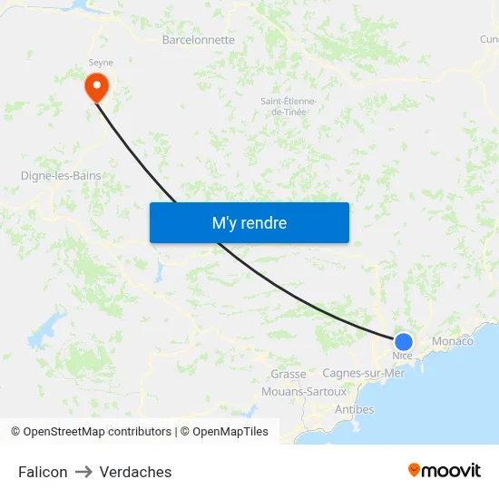 Falicon to Verdaches map