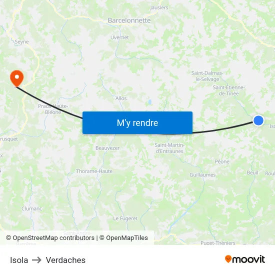 Isola to Verdaches map
